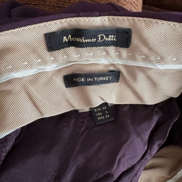 Massimo Dutti Plum High-Waist Wide-Leg Trousers with Belt - Picture 4 of 4